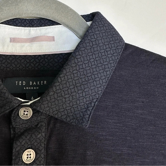 2-Ted Baker London Men’s Modern Slim Fit Polos Shirts Navy Blue Size 4 (Large) - Picture 4 of 16